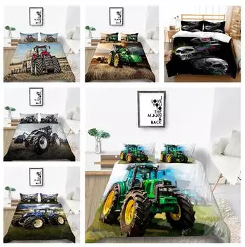 Комплект постельного белья для сельскохозяйственных машин, внедорожный пуховый пододеяльник, наволочка из 2/3 предметов, односпальная двуспальная кровать, покрывало в подарок для мальчиков и мужчин, фермерское одеяло, покрывало Baby 100x135cm