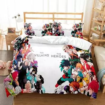 Комплект постельного белья для школьников и мальчиков в стиле кампуса, односпальный, двуспальный, размер «king-size», США, односпальный, полный размер «queen-size», комплект постельного белья в стиле аниме EU single(135x200cm)
