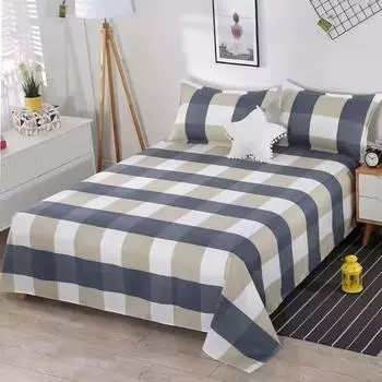 Комплект постельного белья для школьников из трех предметов: Простыня, пододеяльник, наволочка - клетчатый дизайн для общежития 1 Pillowcase