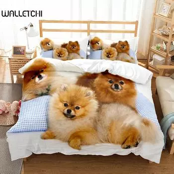 Комплект постельного белья для собак Puppy Lovers 3D, маленький, односпальный, двухместный, двуспальный, двуспальный, королевский, калифорнийский, комплект постельного белья размера «king-size» EU single(135x200cm)