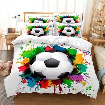 Комплект постельного белья для тенниса, спортивная тема, зеленый пододеяльник, комплект постельного белья с 3D-дизайном, детский комплект постельного белья с пододеяльником в стиле королевы 135x200cm 2pcs&Duvet Cover