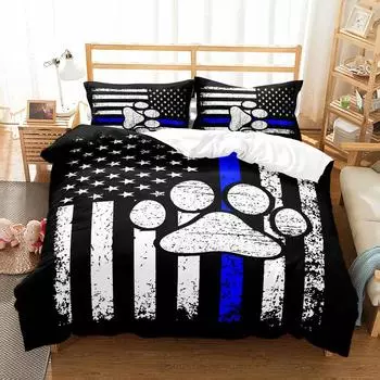 Комплект постельного белья Dog Paw Star Stripes Banners Duvet Cover Set UK Single Double Queen US Twin Full King Size EU single(135x200cm)