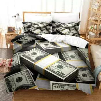 Комплект постельного белья Dollar Single Twin Full Queen King Size Комплект постельного белья Aldult Kid Bedroom Duvetcover Sets 3D Print Money Комплект простыней 70x133cm 2pcs