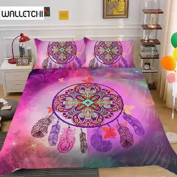 Комплект постельного белья Dream Catcher King Size Pink Boho DreamCatcher для детей и подростков из микрофибры, бохо, перьевое одеяло EU single(135x200cm)