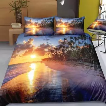 Комплект постельного белья Dream NS Modern Nature с 3D-цифровой печатью Beach Coconut Grove Summer Bedroom, простыня, наволочка, комплект постельного белья 110X230cm(2Pcs)