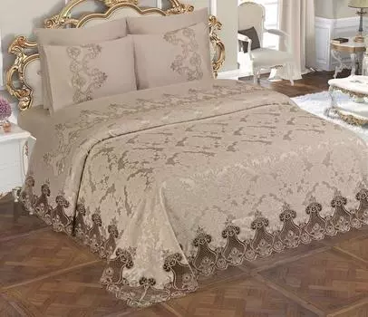 Комплект постельного белья Dubai 6 шт., Покрывало 230х240, Простыня 230х240, Наволочка 50х70 Double Size Cappucino