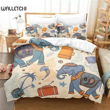 Комплект постельного белья Elephant, комплект пододеяльников, 3D постельное белье с цифровой печатью, комплект постельного белья размера Queen, модный дизайн EU single(135x200cm)