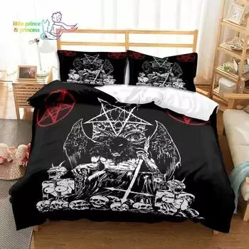 Комплект постельного белья Evil Satanic Mantra Single Twin Full Queen King Size для взрослых и детей, 3D-принт EU Single 135x200cm