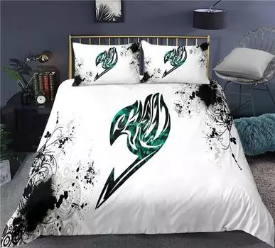 Комплект постельного белья «Fairy Tail», односпальный, полный, Queen King Size, Kawaii, комплект постельного белья в стиле аниме для взрослых, детский комплект пододеяльников для спальни, 3D принт 012 EU Single 135x200cm