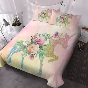 Комплект постельного белья Fairy Tale Unicorn Single Twin Double Queen King Cal King Size Комплект постельного белья EU single(135x200cm)