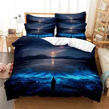 Комплект постельного белья Fantasy Scenery Beach Night Romantic 3D Duvet Cover Set Twin Queen King Single Size для девочек и мальчиков 70x133cm 2pcs