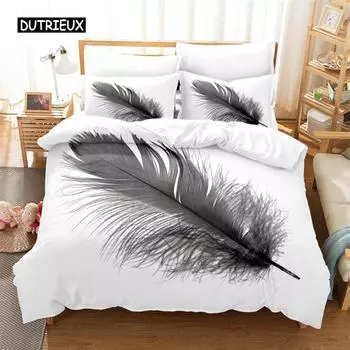 Комплект постельного белья Feather Duvet Cover Set 3D постельное белье Цифровая печать Постельное белье Queen Size Комплект постельного белья Модный дизайн EU single(135x200cm)