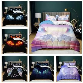 Комплект постельного белья Feather Wing, напечатанный на 3D-принтере, пододеяльник для женщин Dream Down, наволочка 2/3 шт. AU/EU/DE, все размеры, подарки для подростков и женщин Baby 100x135cm