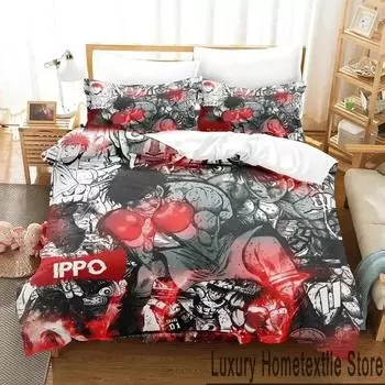 Комплект постельного белья Fighting Spirit Hajime No Ippo Anime для мальчиков и девочек Twin Queen King Size Пододеяльник Наволочка Кровать для мальчиков и взрослых EU Single 135x200cm