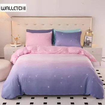 Комплект постельного белья фиолетового цвета, пододеяльник с розовым градиентом, радужное одеяло, наволочка с застежкой-молнией для детей, девочек, подростков, взрослых US Twin-173x229