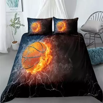 Комплект постельного белья Firing Basketball 3D King Queen Double Full Twin Single Size Duvet Cover Pillow Case Комплект постельного белья EU single(135x200cm)