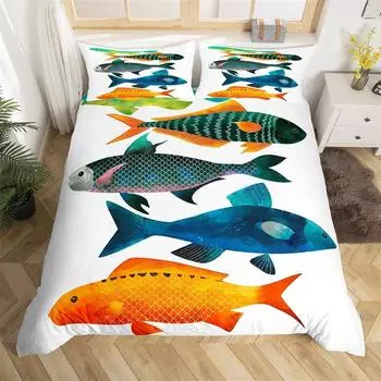 Комплект постельного белья Fishing King для детей, мальчиков и мужчин, постельное белье в деревенском стиле Fisherman из микрофибры с тематикой Wild Cabin Fishing 70x133cm 2pcs