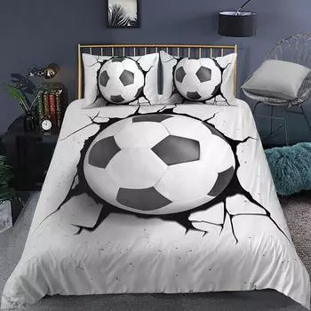 Комплект постельного белья Flame Baseball 3D Football Paint Single Twin Full Queen King Quilt Cover Наволочки 3D Print Ball Пододеяльники Комплекты EU Single 135x200cm