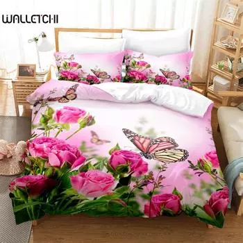 Комплект постельного белья Flower Butterfly, пододеяльник, комплект постельного белья с 3D-печатью, комплект постельного белья размера Queen, модный дизайн EU single(135x200cm)