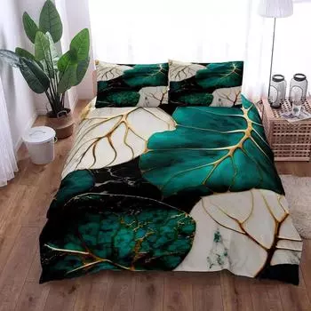 Комплект постельного белья Fluid Leaves King Queen Double Full Twin Single Size US King 264x228cm