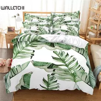 Комплект постельного белья Fresh Leaves, комплект пододеяльников, комплект постельного белья с 3D-печатью, комплект постельного белья размера Queen, модный дизайн EU single(135x200cm)