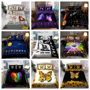 Комплект постельного белья, футболка Tmarc, фиолетовая бабочка, домашний текстиль, наволочка Single 135x200cm