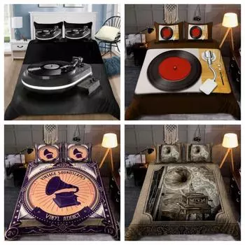 Комплект постельного белья, футболка Tmarc, виниловая пластинка, комплект постельного белья, домашний текстиль, наволочка Single 135x200cm