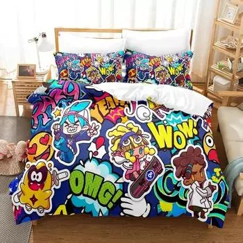 Комплект постельного белья Game Ninjala Single Twin Full Queen King Size Bed Set Adult Kids Bedroom Duvet Cover Sets 3D Print Kawaii Kids Camas 70x133cm 2pcs