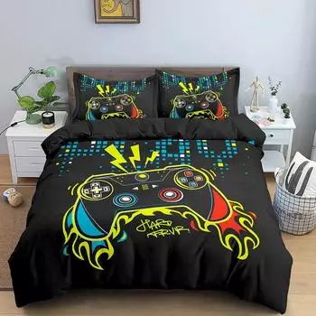 Комплект постельного белья Game Soft Duvet Cover Set Comfoter Bedding Quilt Cover with Pillow Case Set Kids Polyester Bedding Set Queen King Size 70x133cm 2pcs