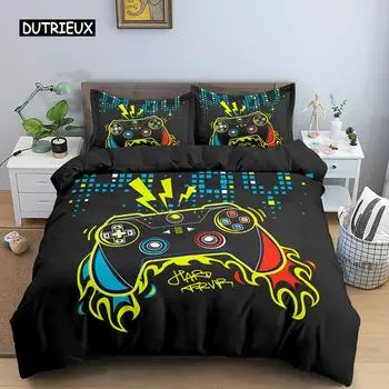 Комплект постельного белья Game Soft Duvet Cover Set Comfoter Bedding Quilt Cover with Pillow Case Set Kids Polyester Bedding Set Queen King Size EU single(135x200cm)
