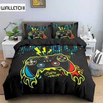 Комплект постельного белья Game Soft Duvet Cover Set Comfoter Bedding Quilt Cover with Pillow Case Set Kids Polyester Bedding Set Queen King Size EU single(135x200cm)