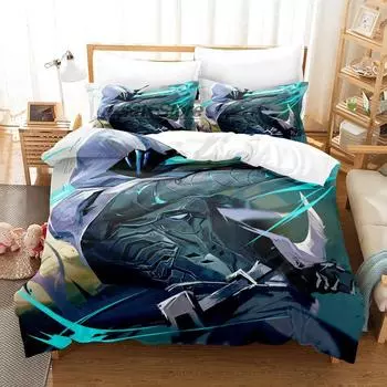 Комплект постельного белья Game VALORANT Omen Single Twin Full Queen King Size для взрослых и детей, комплект постельного белья Anime Bed Sheet Set EU Twin 135x200cm