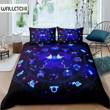 Комплект постельного белья Gemini Twin Size Constellation Duvet Cover Set, Outer Space Universe Planet Print Комплект постельного белья для детей и подростков EU single(135x200cm)