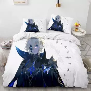 Комплект постельного белья Genshin Impact Single Twin Full Queen King Size Game Anime Bed Set Aldult Kid Bedroom Duvetcover Sets 3D Anime 058 70x133cm 2pcs