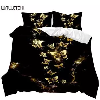 Комплект постельного белья Golden Butterfly Duvet Cover Set Exotic Luxury Style Комплект постельного белья для взрослых девочек Butterfly Queen King Size Полиэстеровый чехол-одеяло EU single(135x200cm)
