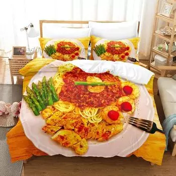 Комплект постельного белья Gourmet Spaghetti Italian Single Twin Full Queen King Size Комплект постельного белья Aldult Kid Bedroom Duvetcover Sets 3D Breakfast 70x133cm 2pcs