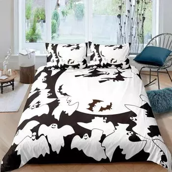 Комплект постельного белья «Хэллоуин летающий вампир» с изображением летучих мышей, пододеяльник «Колдовство», волшебное одеяло, односпальное, двуспальное, королевское, полиэстеровое одеяло EU single(135x200cm)