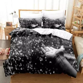 Комплект постельного белья Hands с 3D-принтом, черно-белый, с рисунком дождя, полиэстеровый чехол King Queen Size для мальчика и девочки-подростка, комплект постельного белья 70x133cm 2pcs