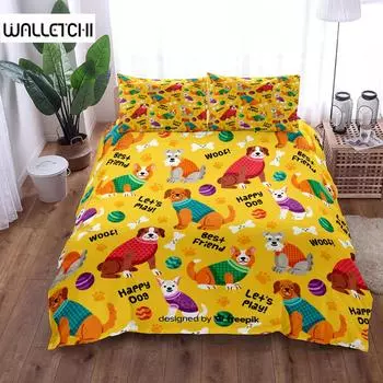 Комплект постельного белья Happy Dog Woof Duvet Cover Set UK Single Double Queen US Twin Full King Size EU single(135x200cm)
