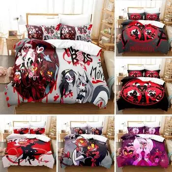 Комплект постельного белья Helluva Boss с 3D-печатью, пододеяльник, односпальное одеяло, одеяло для взрослых и детей, домашний текстиль 70x133cm 2pcs