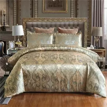 Комплект постельного белья High End Jacquard King Size Luxury European Wedding Постельное белье Queen American Satin Double Duvet Cover Set 220x240 US Single size 2 pcs