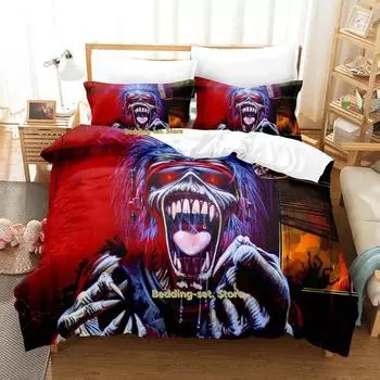 Комплект постельного белья Hip Hop Maiden Heavy Metal из трех предметов для взрослых и детей, комплект постельного белья с принтом, роскошный 70x133cm 2pcs