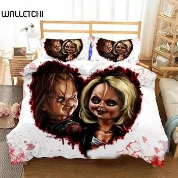 Комплект постельного белья Horror Movie Chucky для мальчиков и девочек Twin Queen Size Duvet Cover Pillow Case Bed Kids Adult Fashion Home Textileextile EU Single 135x200cm