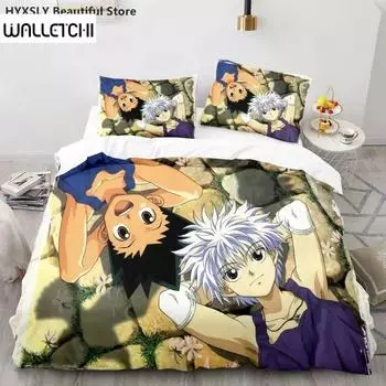 Комплект постельного белья Hunter X Hunter 3D с японским аниме Twin Queen King Пододеяльник Наволочки Полиэстер Для Детей Пододеяльники Наборы EU Single 135x200cm
