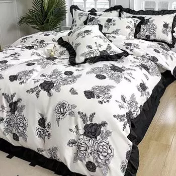Комплект постельного белья Ins High Beauty French Retro 4PCS Duvet Set Hepburn 3PCS Duvet Set Multifunctional Bedin Set For All Seasons 150x200cm 3PCS
