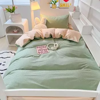 Комплект постельного белья Ins Style Waffle Summer Student Domitry Duvet Cover Set Three Piece Set King Queen 150x200 3pcs