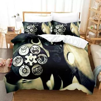 Комплект постельного белья из 2/3 предметов черного цвета с изображением пулемета, пододеяльник с 3D-принтом, декоративный домашний текстиль, покрывало, наволочка 200x200 см Eu Single 135x200cm