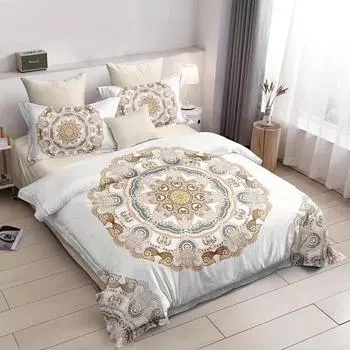 Комплект постельного белья из 2 пододеяльников в стиле бохо, мягкий, размер Twin, желтый и белый, 1 одеяло (90 x68 ) с 1 пододеяльником EU Single135x200cm