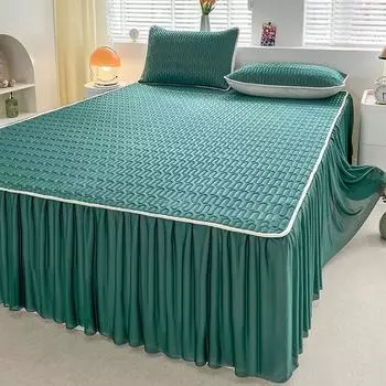 Комплект постельного белья из 3 предметов, хлопковая простыня, юбка-кровать, защитная крышка для простыни, покрывало, юбка-кровать, наволочка, складной комплект постельного белья-холодильник(1xпростынь+2xнаволочка) 150X200CM 3PCS/1Set