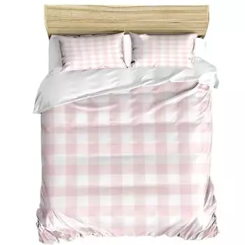 Комплект постельного белья из 3 предметов, розовый клетчатый домашний текстиль, пододеяльник, наволочка для мальчика, ребенка-подростка, девочки, комплект постельного белья EU single(135x200cm)